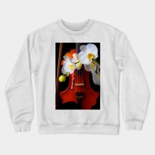 White Orchids And Baroque Violin Crewneck Sweatshirt